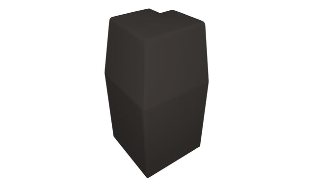 bronze baseboard heater outside corner piece, with a smooth, angled design, isolated on a white background.