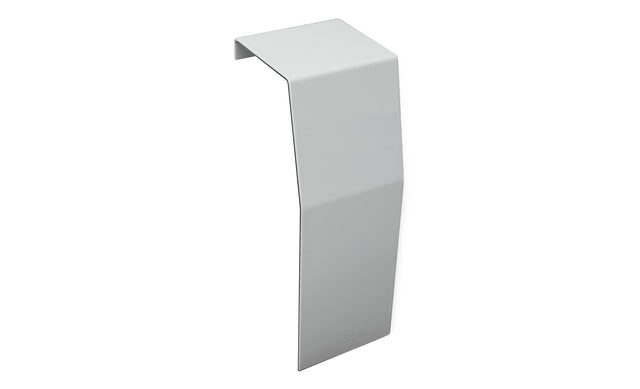 Single premium gray baseboard heater end cap, with a sleek, angled, closed-end design, isolated on a white background.