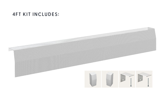 Premium Slip-On Baseboard Steel Heater Cover Kit with 2 Closed Endcaps