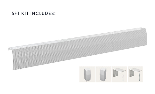 Premium Slip-On Baseboard Steel Heater Cover Kit with 2 Closed Endcaps